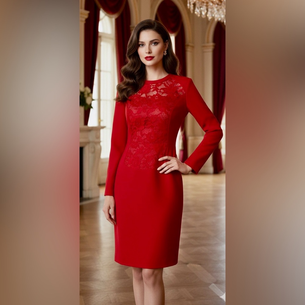 Peggy Jennings ~ Couture Red Dress with Lace
